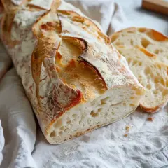 Nybakad ciabatta med krispig skorpa och luftig insida. Ett perfekt ciabatta durumvete recept för hemmabruk.