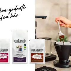 Kaffe för alla smaker. Mått för att koka kaffe, med Johan & Nyströms bryggkaffe.