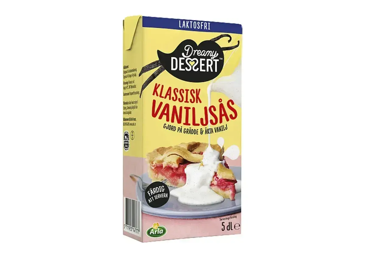 Laktosfri klassisk vaniljsås från Dreamy Dessert, perfekt för att förhöja smaken på din paj. Ett enkelt vaniljsås recept för alla.